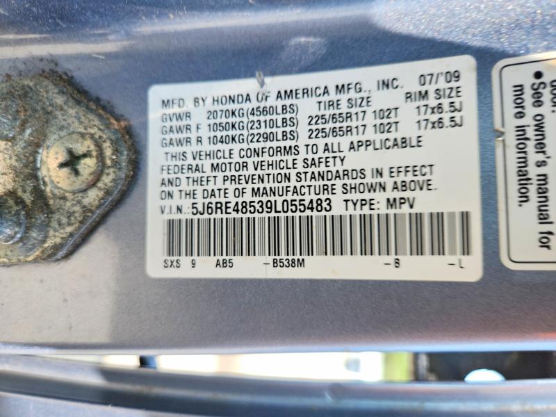 Aukcja sprzedaży 2009 Honda Cr-v, vin: 5J6RE48539L055483, numer aukcji: 61136656