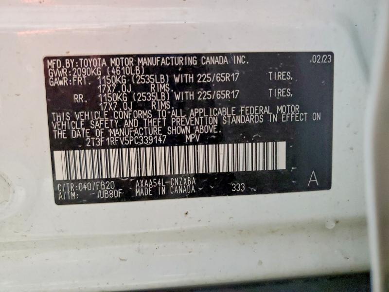 Продаж на аукціоні авто 2023 Toyota Rav4, vin: 2T3F1RFV5PC339147, номер лоту: 60176776