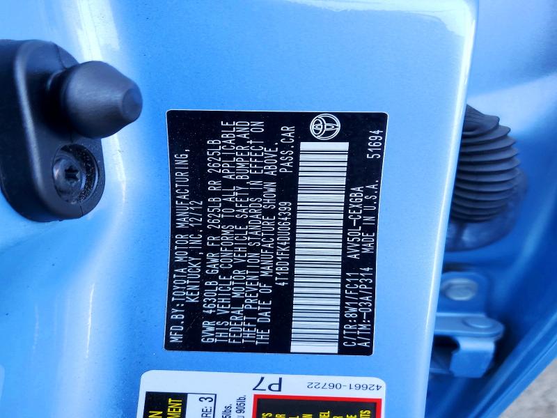 Продаж на аукціоні авто 2013 Toyota Camry Hybrid, vin: 4T1BD1FK4DU064399, номер лоту: 61036686