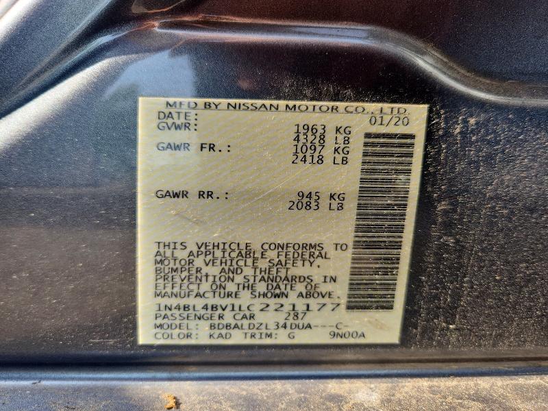 Продаж на аукціоні авто 2020 Nissan Altima, vin: 1N4BL4BV1LC221177, номер лоту: 62643496