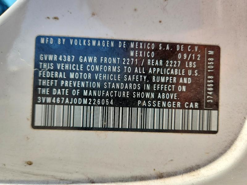 Продажа на аукционе авто 2013 Volkswagen Jetta, vin: 3VW467AJ0DM226054, номер лота: 58844336