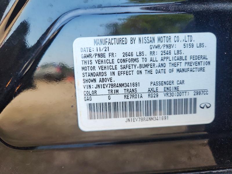 2022 Infiniti Q50 მანქანა იყიდება აუქციონზე, vin: JN1EV7BR4NM341691, აუქციონის ნომერი: 63352246