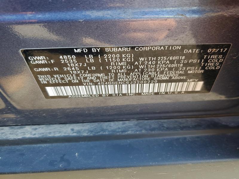 Aukcja sprzedaży 2018 Subaru Outback, vin: 4S4BSENC6J3200220, numer aukcji: 85632665