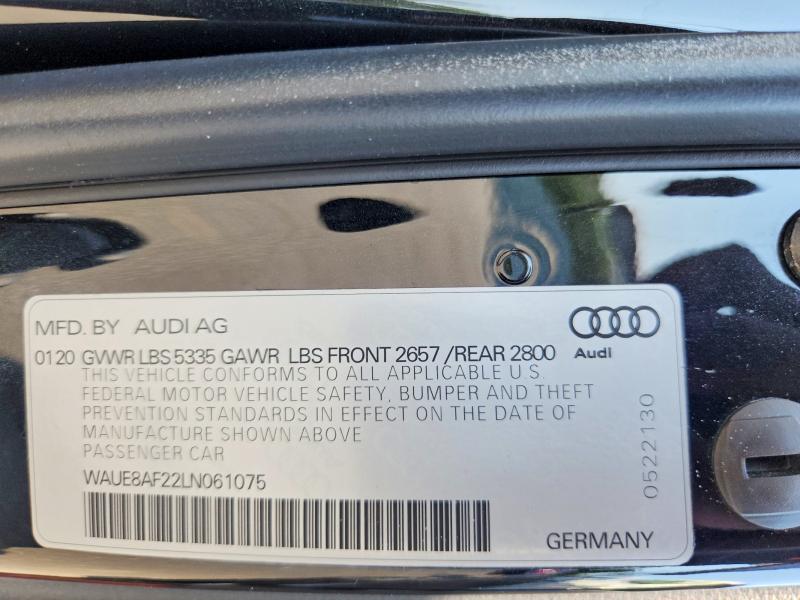 Продаж на аукціоні авто 2020 Audi A6, vin: WAUE8AF22LN061075, номер лоту: 61191886
