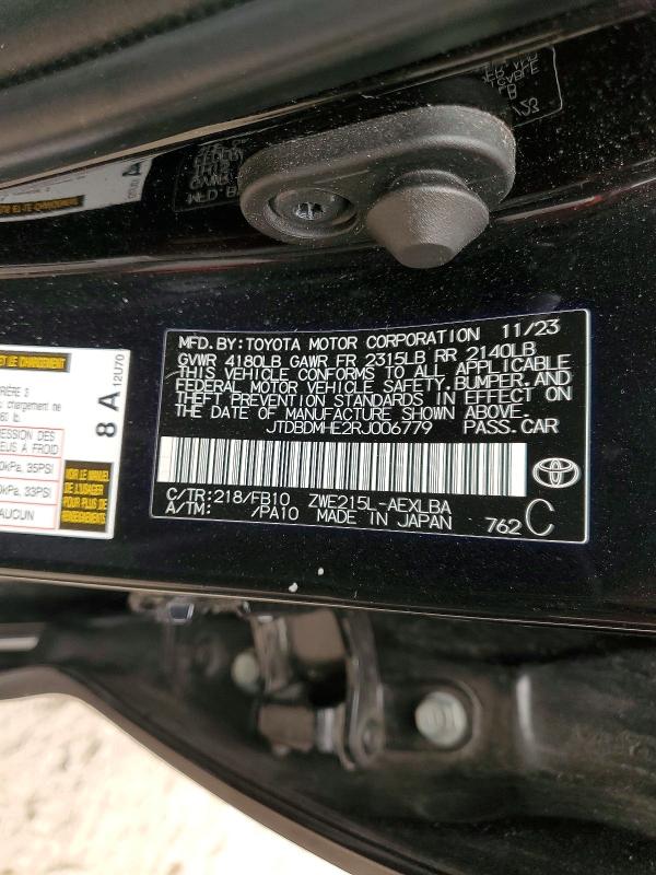 Продаж на аукціоні авто 2024 Toyota Corolla Hybrid, vin: JTDBDMHE2RJ006779, номер лоту: 61393546