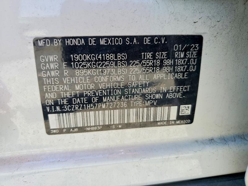 Продаж на аукціоні авто 2023 Honda Hr-v, vin: 3CZRZ1H57PM727236, номер лоту: 61495146