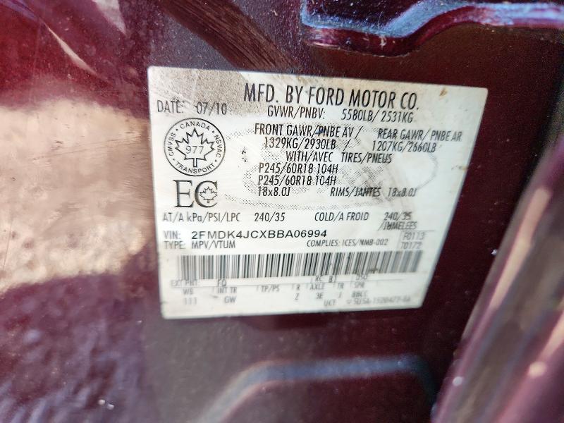 2011 Ford Edge მანქანა იყიდება აუქციონზე, vin: 2FMDK4JCXBBA06994, აუქციონის ნომერი: 60202096