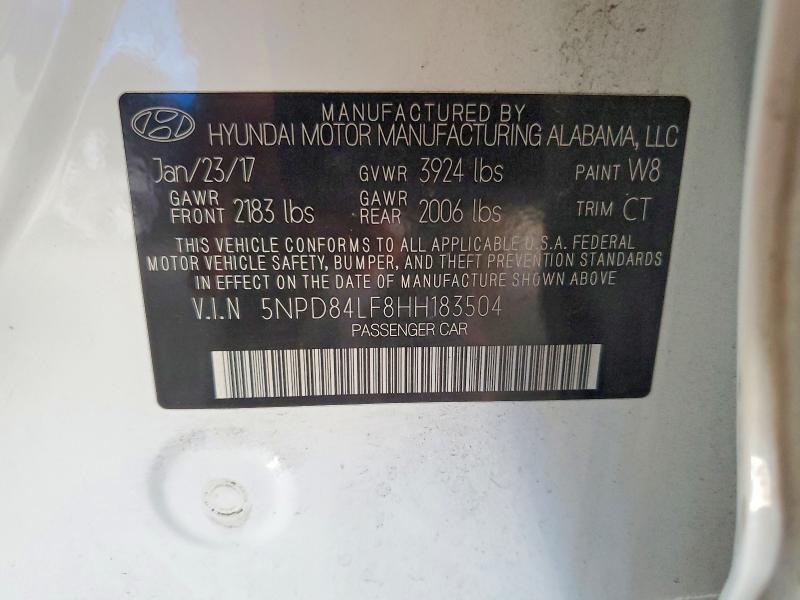 Aukcja sprzedaży 2017 Hyundai Elantra, vin: 5NPD84LF8HH183504, numer aukcji: 60612226