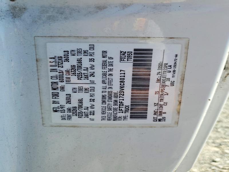 1997 Ford F150 მანქანა იყიდება აუქციონზე, vin: 1FTDF1723VKC80117, აუქციონის ნომერი: 59008096