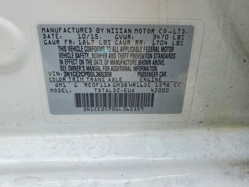 Продажа на аукционе авто 2016 Nissan Versa Note, vin: 3N1CE2CP0GL365359, номер лота: 59018126