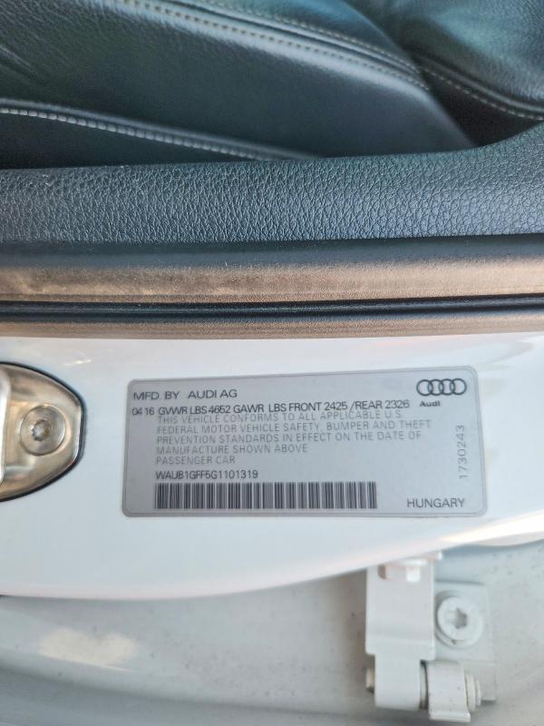 Aukcja sprzedaży 2016 Audi S3, vin: WAUB1GFF5G1101319, numer aukcji: 60515216