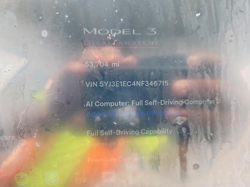 Aukcja sprzedaży 2022 Tesla Model 3, vin: 5YJ3E1EC4NF346715, numer aukcji: 61239566