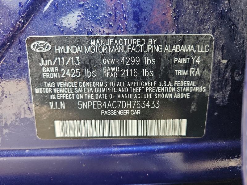 Aukcja sprzedaży 2013 Hyundai Sonata, vin: 5NPEB4AC7DH763433, numer aukcji: 62655656