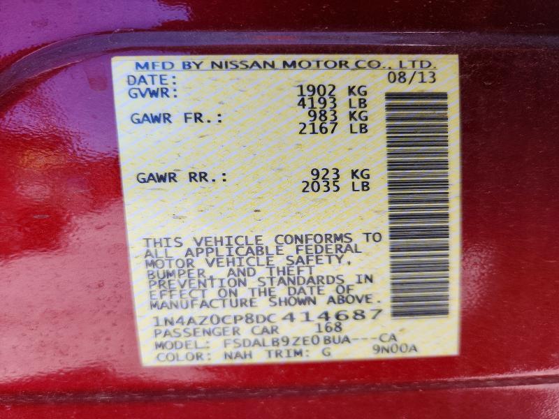 Aukcja sprzedaży 2013 Nissan Leaf, vin: 1N4AZ0CP8DC414687, numer aukcji: 62321286