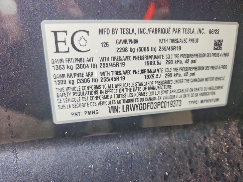 Продажа на аукционе авто 2023 Tesla Model Y, vin: LRWYGDFD3PC019373, номер лота: 60774396