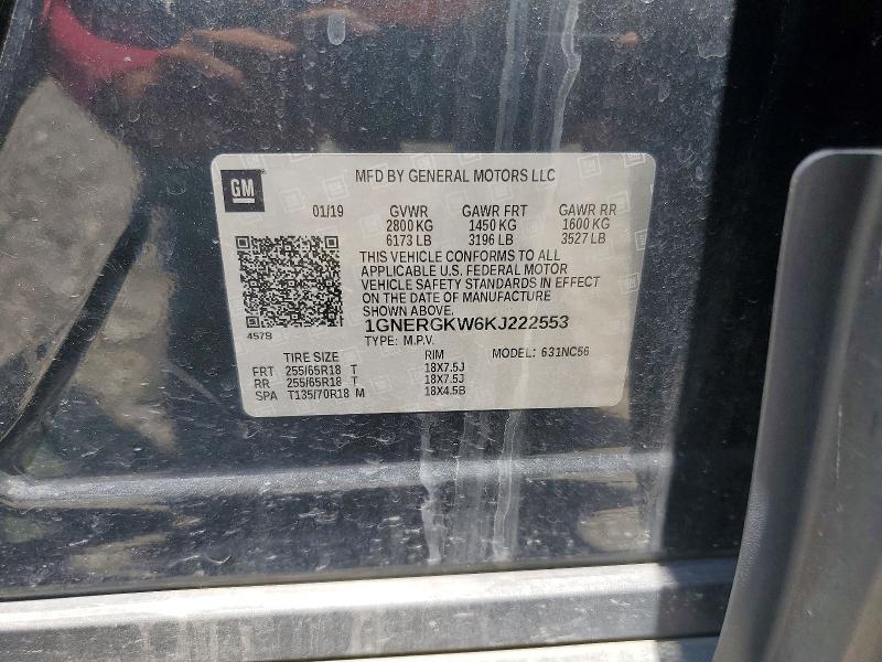 2019 Chevrolet Traverse მანქანა იყიდება აუქციონზე, vin: 1GNERGKW6KJ222553, აუქციონის ნომერი: 60711676