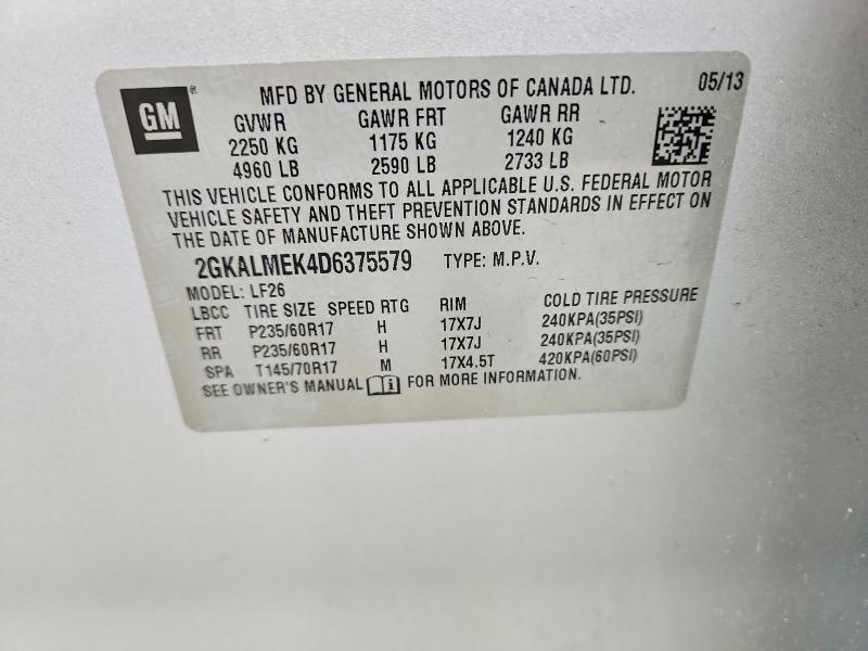 Продажа на аукционе авто 2013 Gmc Terrain, vin: 2GKALMEK4D6375579, номер лота: 59859176