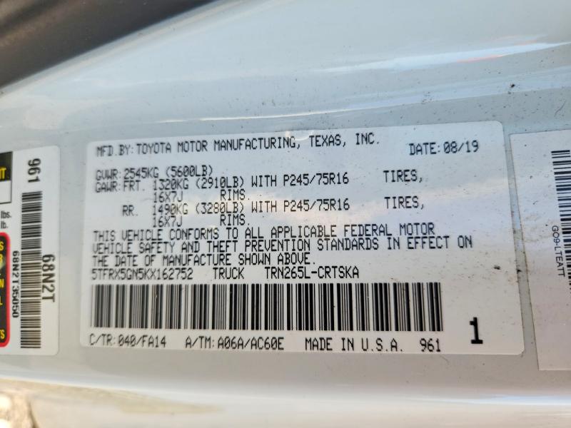 Aukcja sprzedaży 2019 Toyota Tacoma, vin: 5TFRX5GN5KX162752, numer aukcji: 61487206