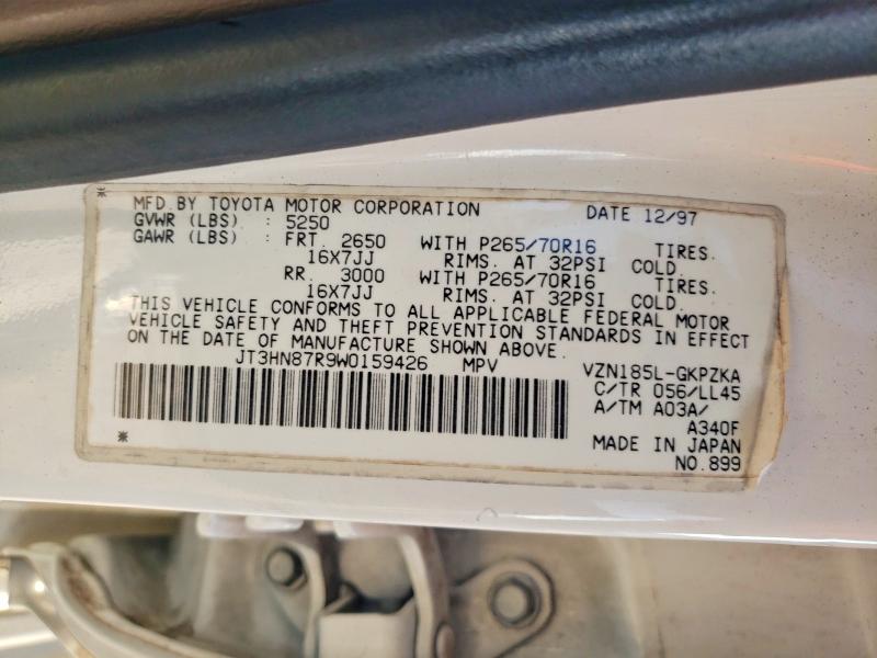 1998 Toyota 4runner მანქანა იყიდება აუქციონზე, vin: JT3HN87R9W0159426, აუქციონის ნომერი: 85970855