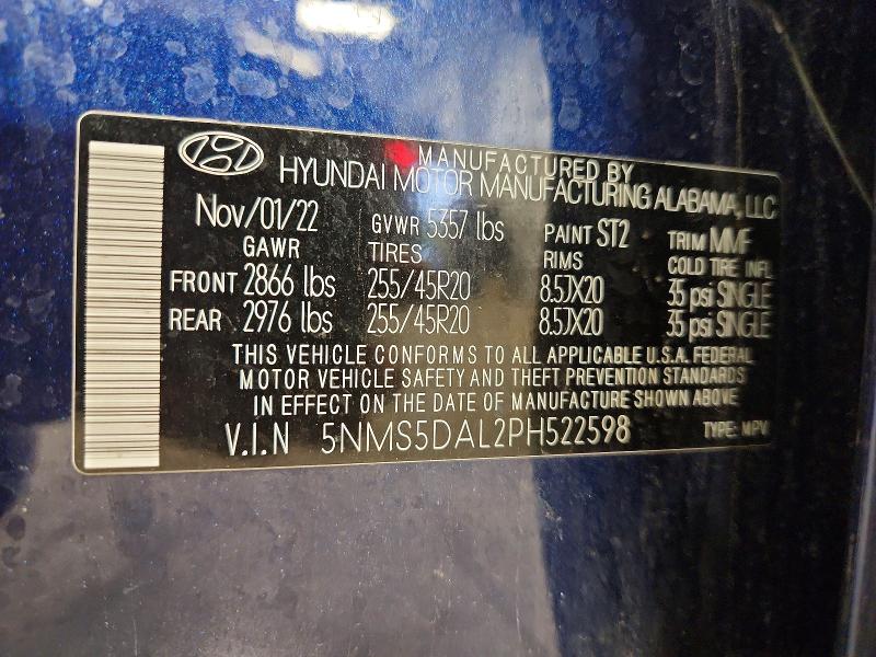 Продаж на аукціоні авто 2023 Hyundai Santa Fe, vin: 5NMS5DAL2PH522598, номер лоту: 59710476