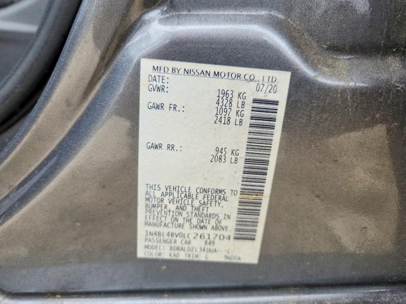 62339226 :رقم المزاد ، 1N4BL4BV0LC261704 vin ، 2020 Nissan Altima مزاد بيع