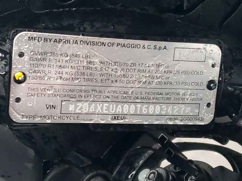 Продаж на аукціоні авто 2026 Aprilia Rs, vin: ZD4XEUA00T6003427, номер лоту: 62834186