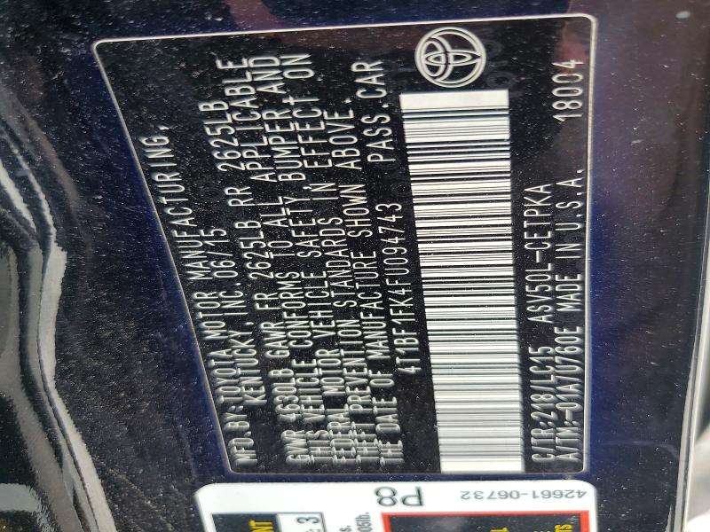 Продажа на аукционе авто 2015 Toyota Camry, vin: 4T1BF1FK4FU094743, номер лота: 63300776