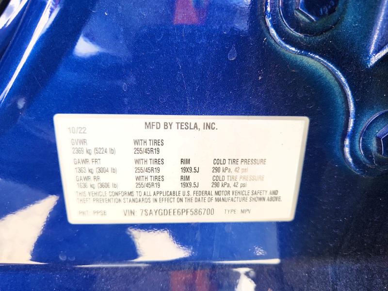 2023 Tesla Model Y მანქანა იყიდება აუქციონზე, vin: 7SAYGDEE6PF586700, აუქციონის ნომერი: 62709086