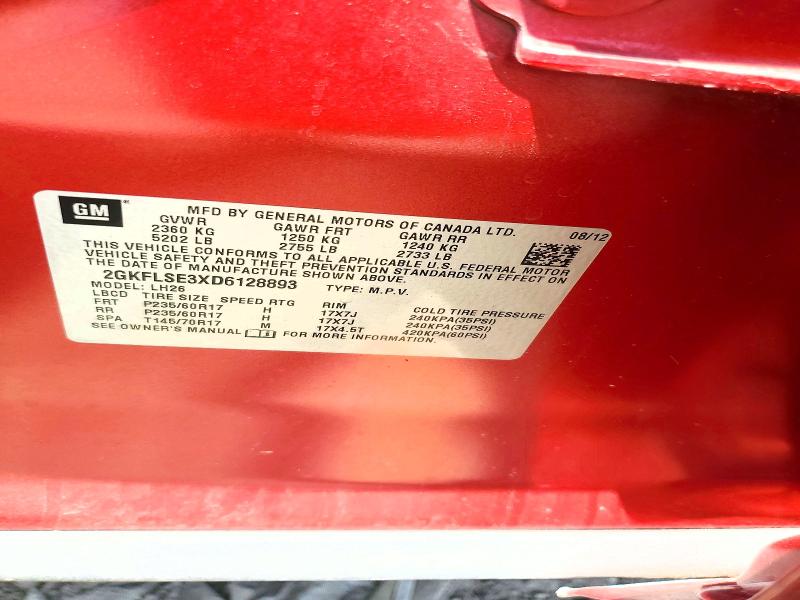 2013 Gmc Terrain მანქანა იყიდება აუქციონზე, vin: 2GKFLSE3XD6128893, აუქციონის ნომერი: 60506316