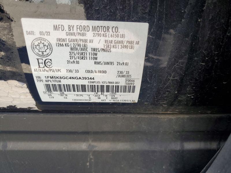 Продаж на аукціоні авто 2022 Ford Explorer, vin: 1FM5K8GC4NGA39344, номер лоту: 60814186