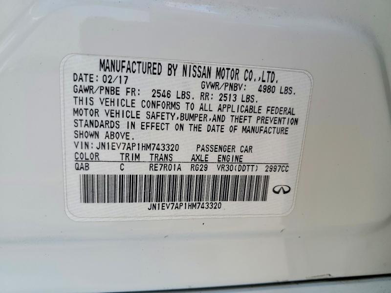63602866 :رقم المزاد ، JN1EV7AP1HM743320 vin ، 2017 Infiniti Q50 مزاد بيع