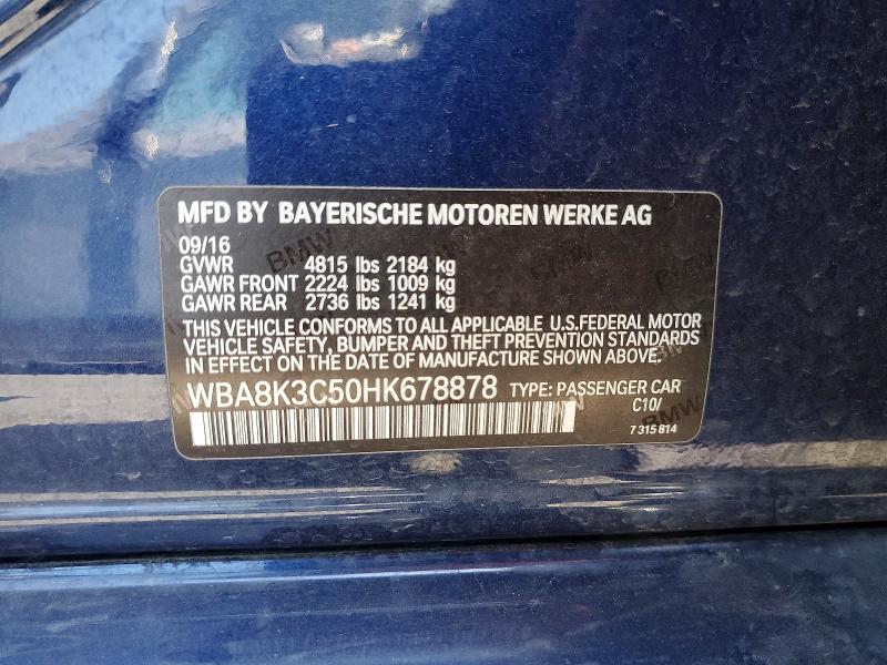 Aukcja sprzedaży 2017 Bmw 330, vin: WBA8K3C50HK678878, numer aukcji: 61131896