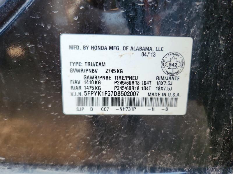 Продажа на аукционе авто 2013 Honda Ridgeline, vin: 5FPYK1F57DB502007, номер лота: 60387306