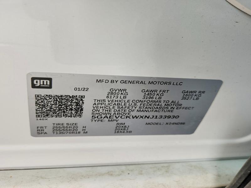 Aukcja sprzedaży 2022 Buick Enclave, vin: 5GAEVCKWXNJ133930, numer aukcji: 60211846