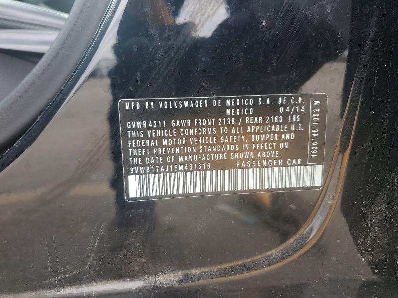 Aukcja sprzedaży 2014 Volkswagen Jetta, vin: 3VWB17AJ1EM431616, numer aukcji: 60500876
