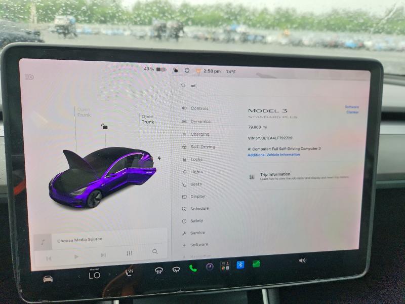 2020 Tesla Model 3 მანქანა იყიდება აუქციონზე, vin: 5YJ3E1EA4LF792729, აუქციონის ნომერი: 59655496
