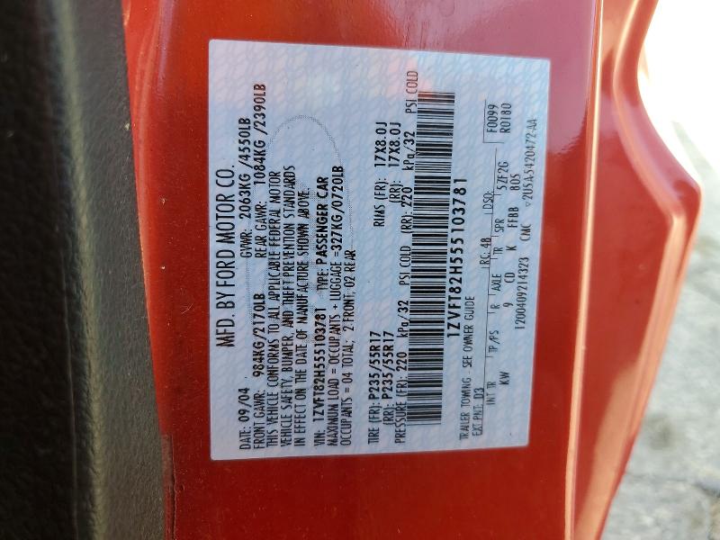 2005 Ford Mustang მანქანა იყიდება აუქციონზე, vin: 1ZVFT82H555103781, აუქციონის ნომერი: 62055916