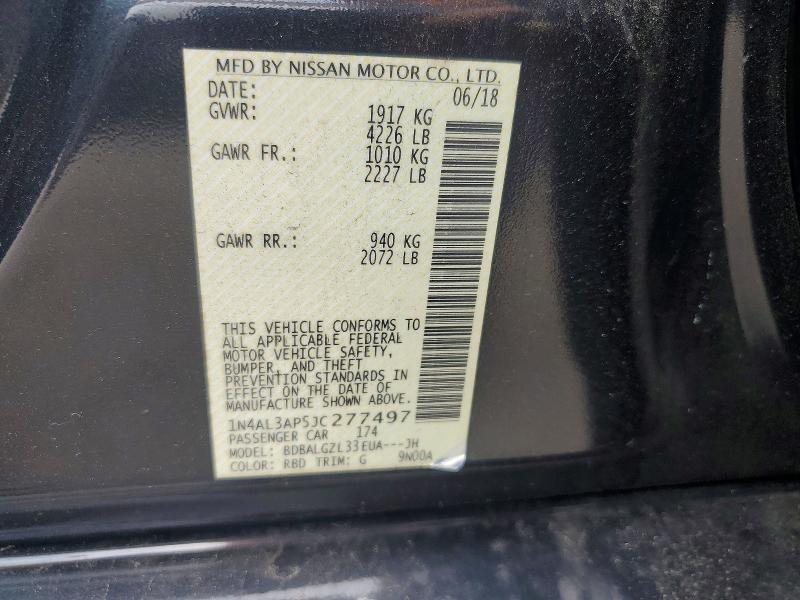 Aukcja sprzedaży 2018 Nissan Altima, vin: 1N4AL3AP5JC277497, numer aukcji: 62211546