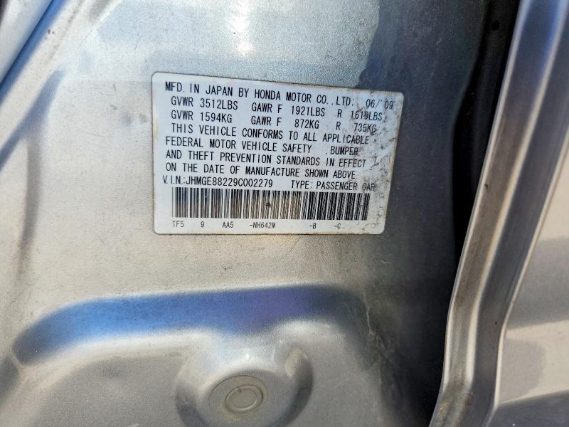 Продаж на аукціоні авто 2009 Honda Fit, vin: JHMGE88229C002279, номер лоту: 60744776