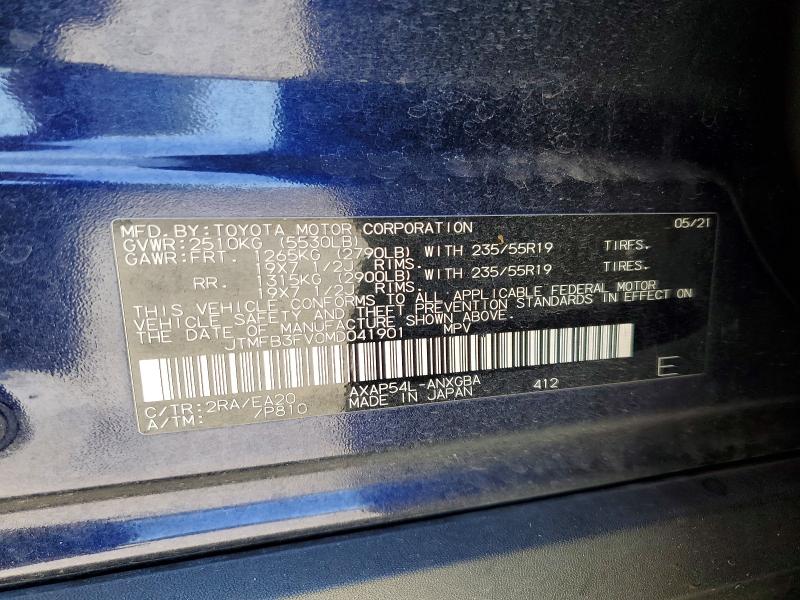 60072506 :رقم المزاد ، JTMFB3FV0MD041901 vin ، 2021 Toyota Rav4 Prime مزاد بيع
