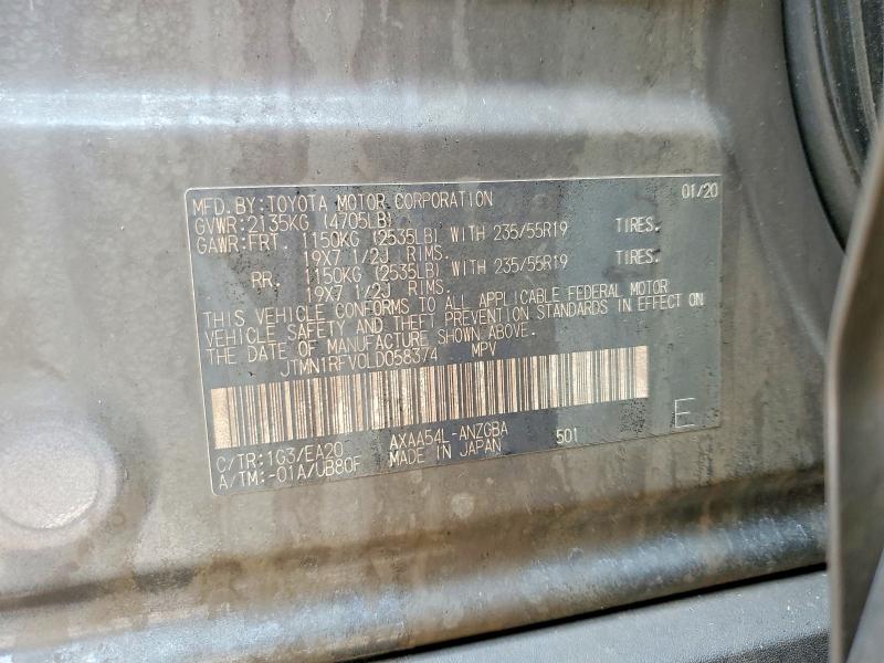 2020 Toyota Rav4 მანქანა იყიდება აუქციონზე, vin: JTMN1RFV0LD058374, აუქციონის ნომერი: 61892936