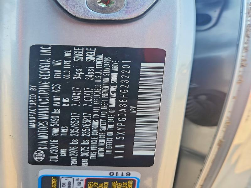 Aukcja sprzedaży 2017 Kia Sorento, vin: 5XYPGDA36HG232201, numer aukcji: 63001896
