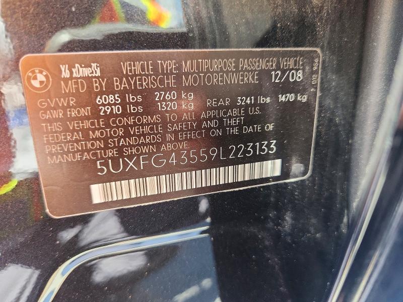 Aukcja sprzedaży 2009 Bmw X6, vin: 5UXFG43559L223133, numer aukcji: 61247146