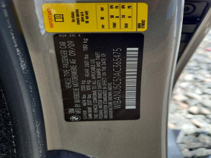 62291166 :رقم المزاد ، WBANU5C51AC365475 vin ، 2010 Bmw 528 مزاد بيع