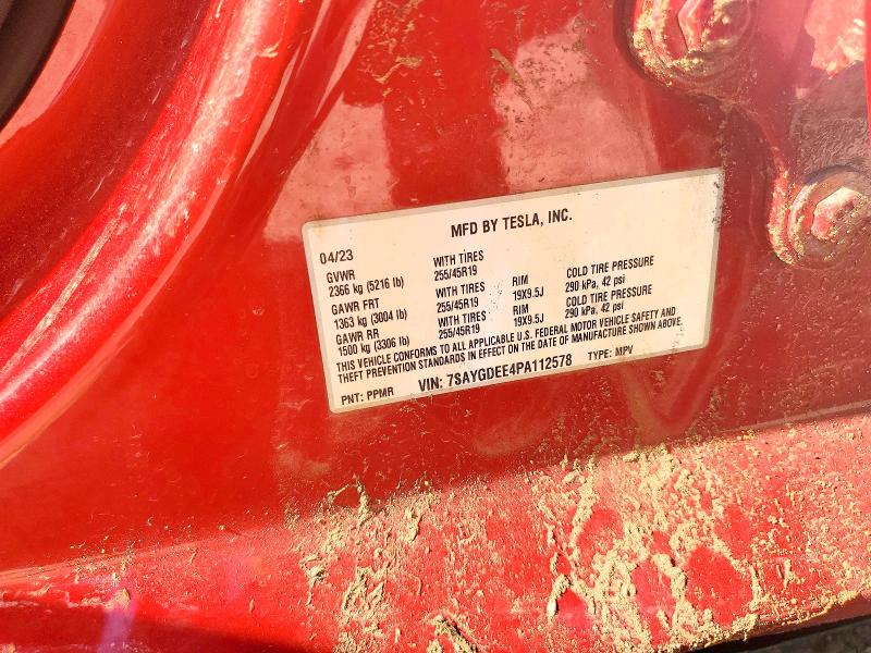 Aukcja sprzedaży 2023 Tesla Model Y, vin: 7SAYGDEE4PA112578, numer aukcji: 62920446