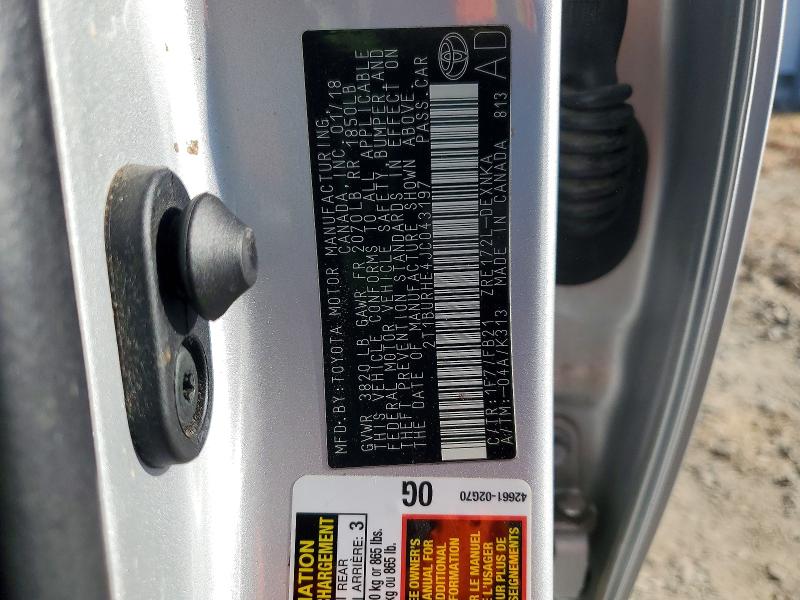 Aukcja sprzedaży 2018 Toyota Corolla, vin: 2T1BURHE4JC043197, numer aukcji: 60437106