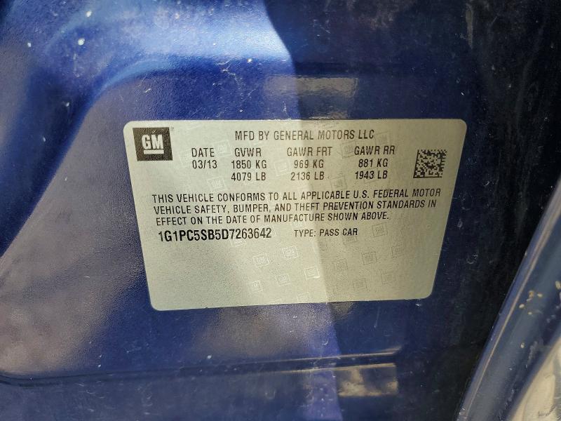 2013 Chevrolet Cruze მანქანა იყიდება აუქციონზე, vin: 1G1PC5SB5D7263642, აუქციონის ნომერი: 60392706