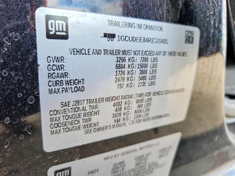 61064806 :رقم المزاد ، 1GCUDEE84RZ320481 vin ، 2024 Chevrolet Silverado مزاد بيع