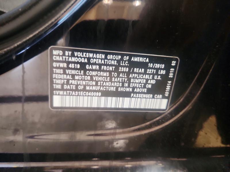 Aukcja sprzedaży 2014 Volkswagen Passat, vin: 1VWAT7A31EC040099, numer aukcji: 62214186