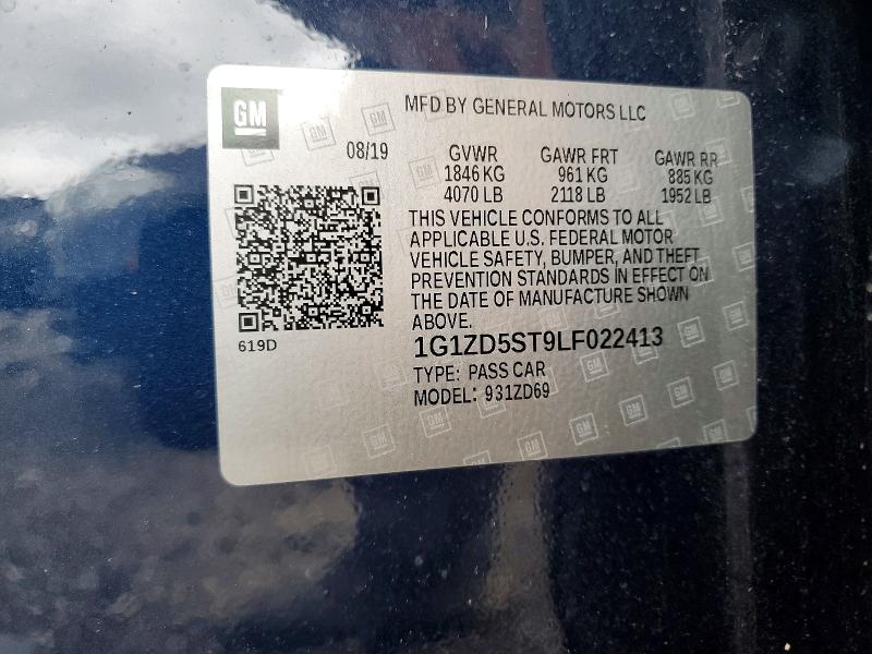 Aukcja sprzedaży 2020 Chevrolet Malibu, vin: 1G1ZD5ST9LF022413, numer aukcji: 62682846